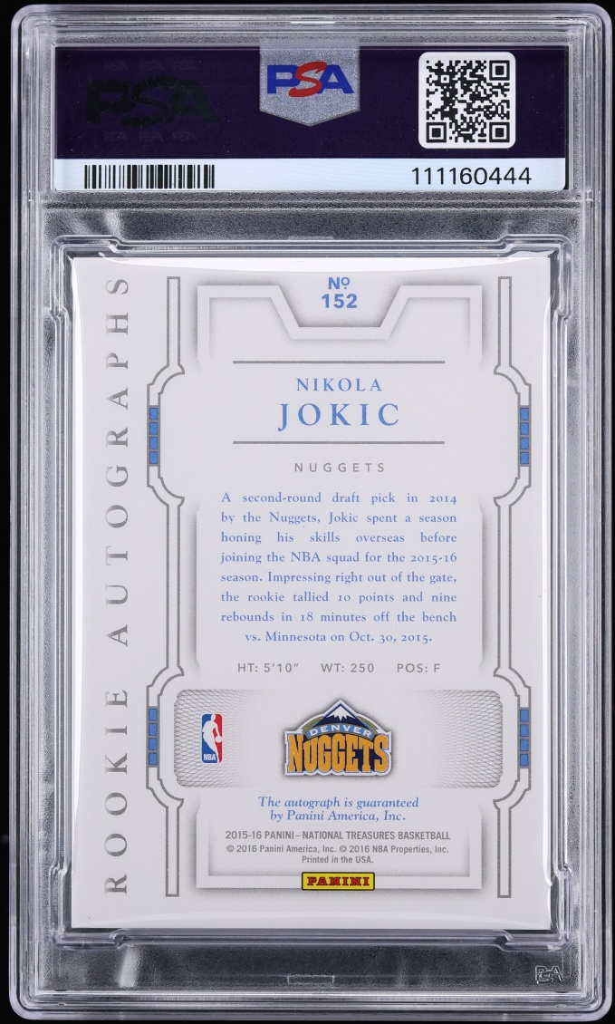 2015 National Treasures Nikola Jokic ROOKIE AUTO DNA 10 /99 #152 PSA 8 NM-MT - Photo 2