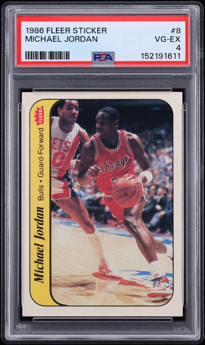 1986 Fleer Sticker Michael Jordan ROOKIE #8 PSA 4 VGEX