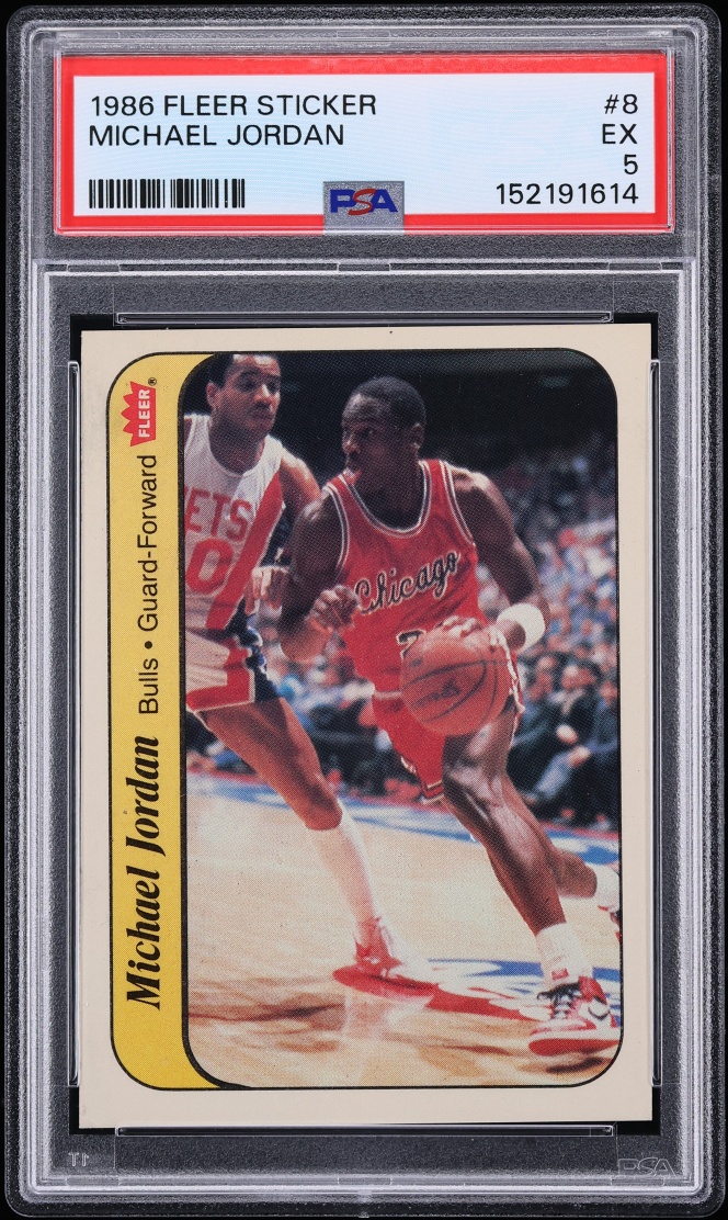 1986 Fleer Sticker Michael Jordan ROOKIE #8 PSA 5 EX
