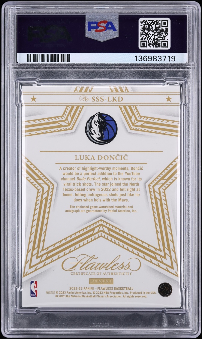 2022 Panini Flawless Star Swatch Luka Doncic PATCH AUTO DNA 10 /25 #SSSLKD PSA 8 NM-MT - Photo 2
