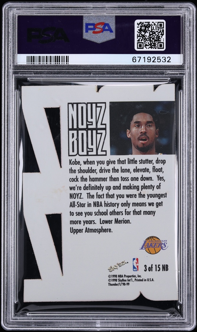 1998 Skybox Thunder Noyz Boyz Die-Cut Kobe Bryant #3 PSA 9 MINT - Photo 2