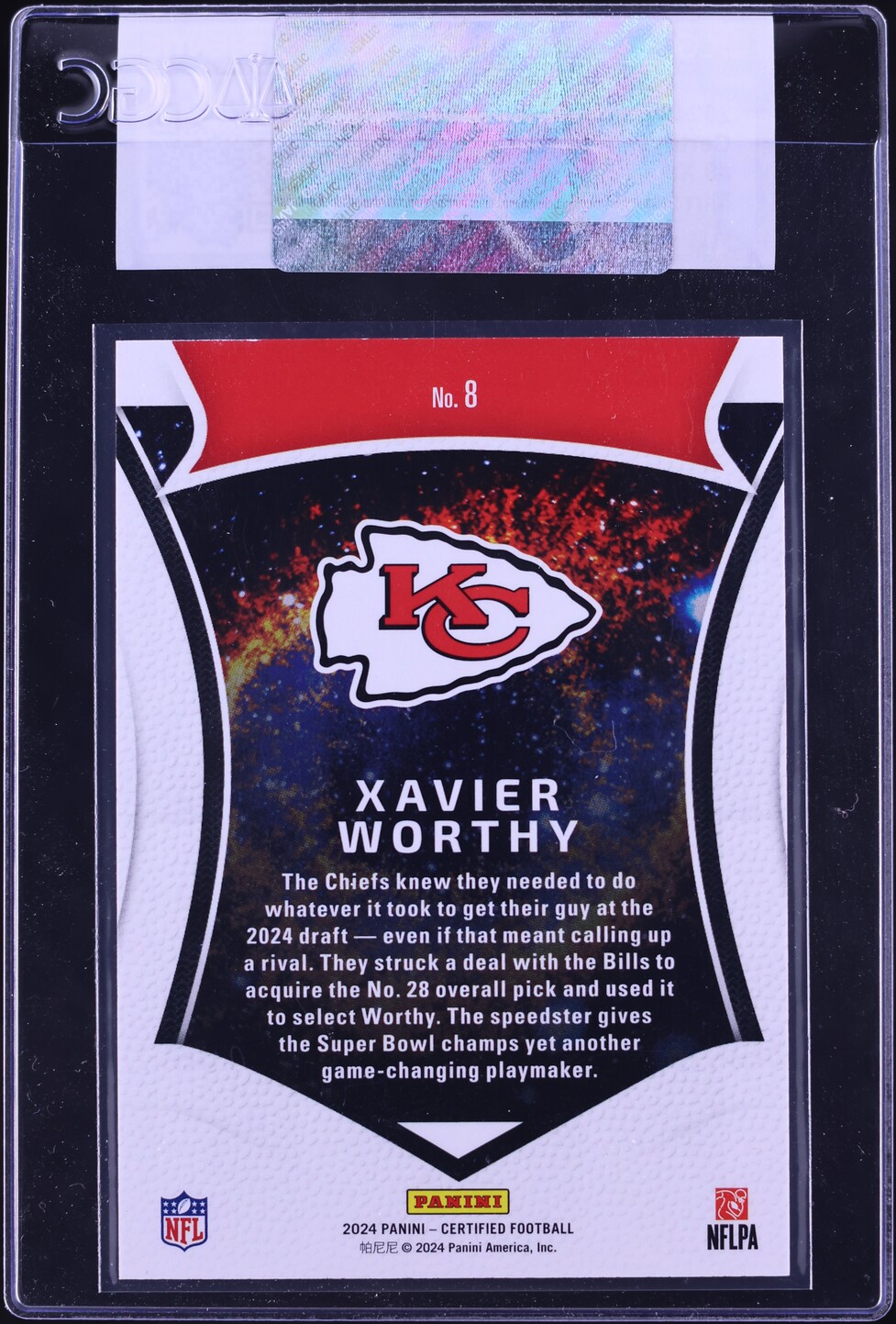 2024 Panini Certified Mirror Orange Xavier Worthy ROOKIE /149 #8 CGC AUTH