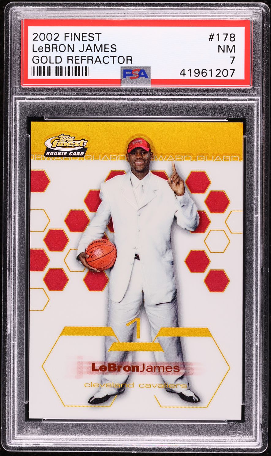 2002 Finest Gold Refractor LeBron James ROOKIE 1/25 #178 PSA 7 NRMT