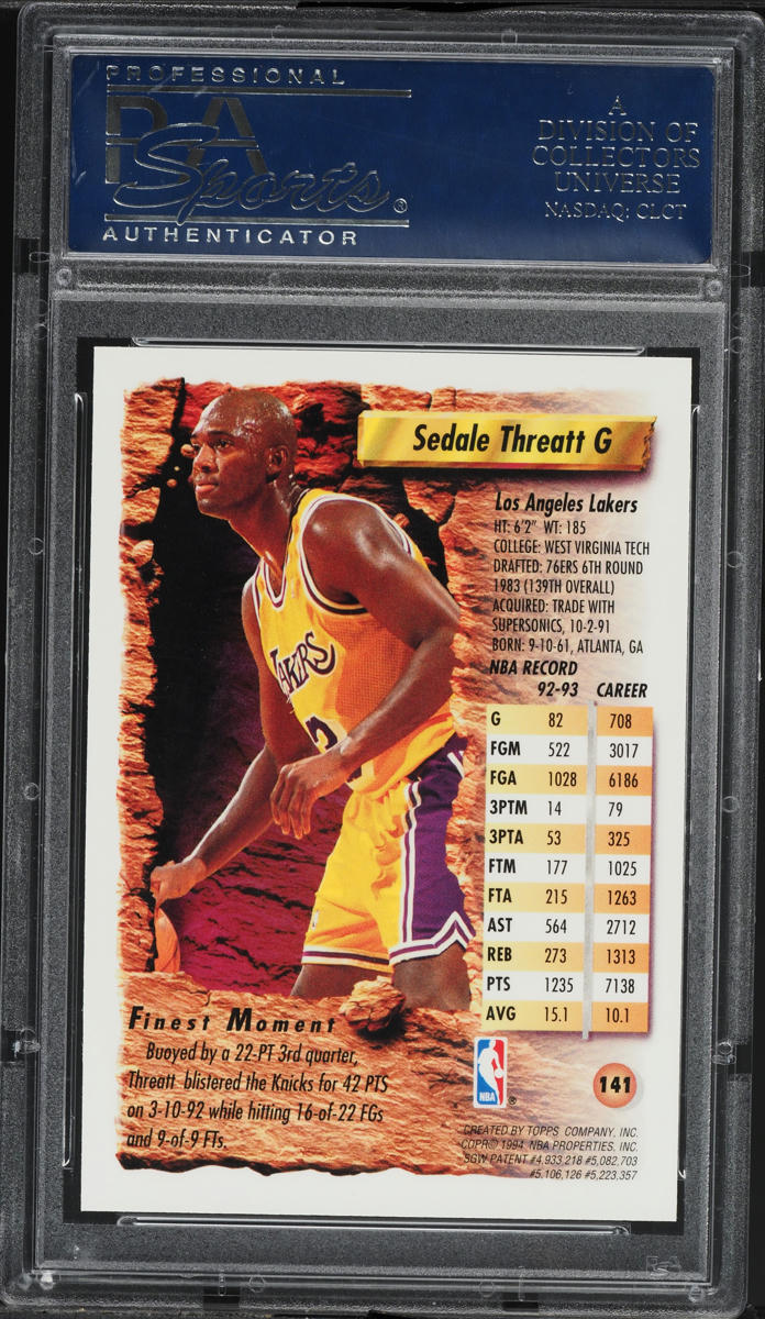 1993 Finest Refractor Sedale Threatt #141 PSA 10 GEM MINT