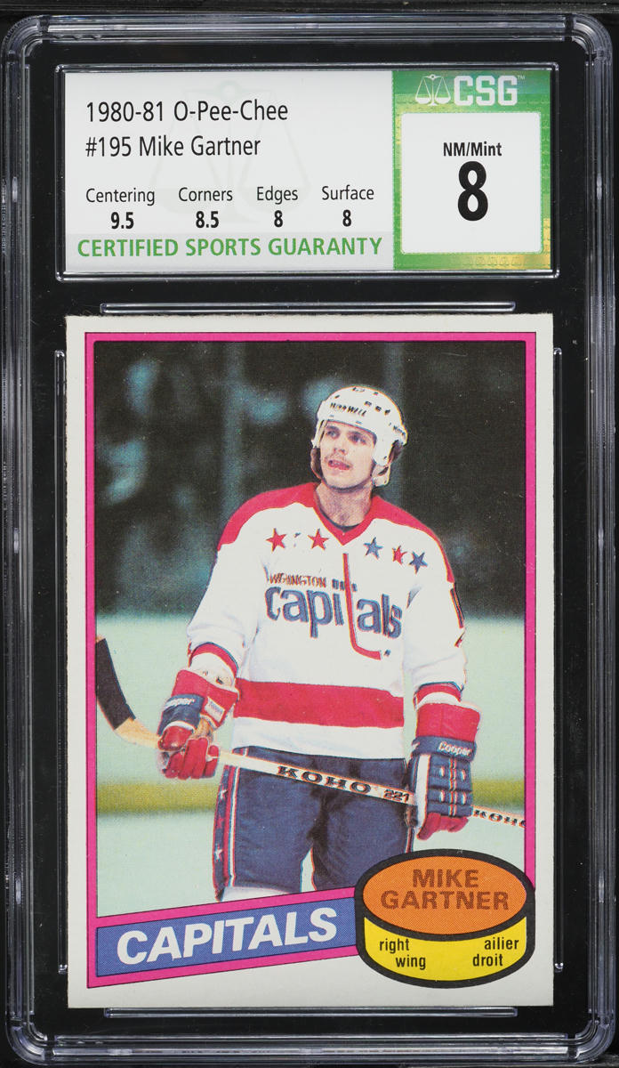 1980 O-Pee-Chee Hockey Mike Gartner ROOKIE #195 CSG 8 NM-MT