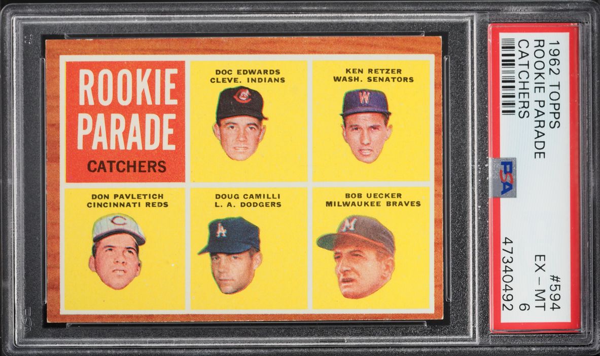 1962 Topps Bob Uecker ROOKIE #594 PSA 6 EXMT