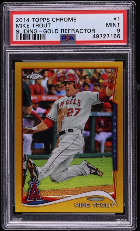 2014 Topps Chrome Gold Refractor Mike Trout /50 #1 PSA 9 MINT