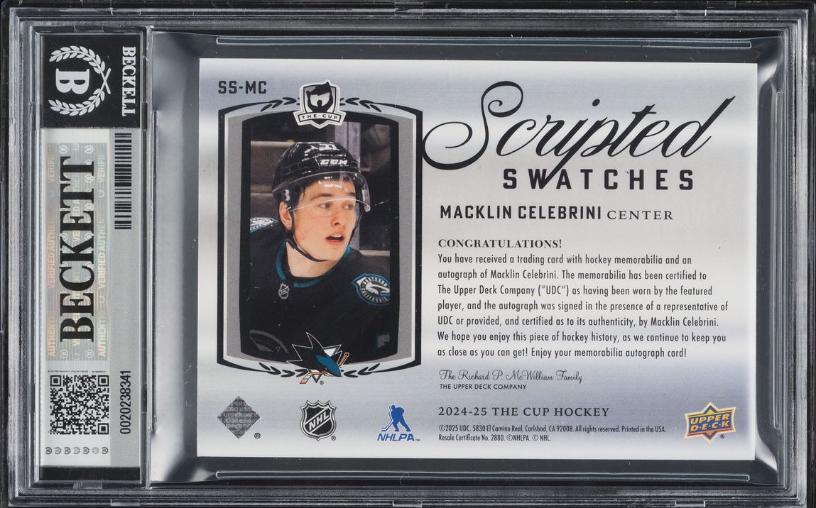 2024 The Cup Scripted Swatches Macklin Celebrini ROOKIE PATCH AUTO /25 ...