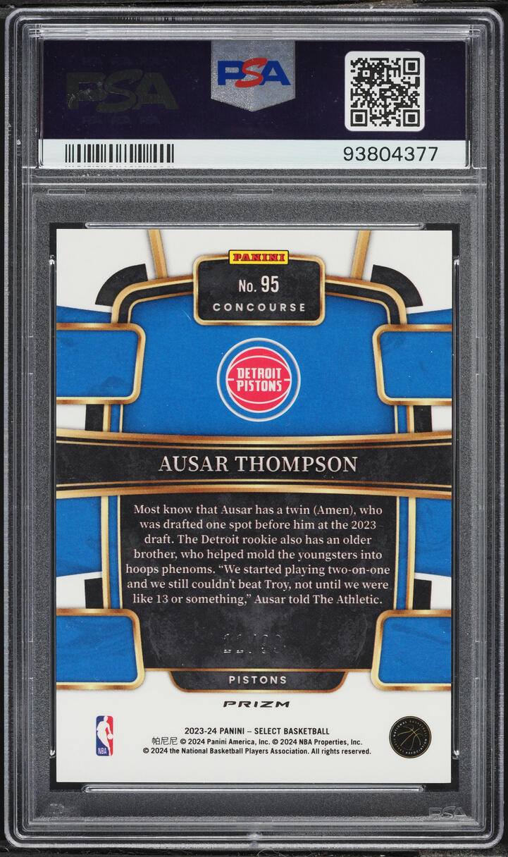 2023 Select Concourse Light Blue Disco Ausar Thompson ROOKIE /99 #95 PSA 10 GEM MINT