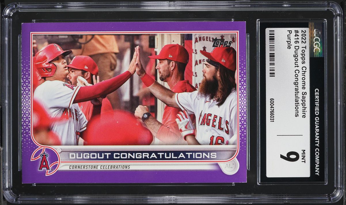 2022 Topps Purple Dugout Congratulations w/ Shohei Ohtani #416 CGC 9 ...