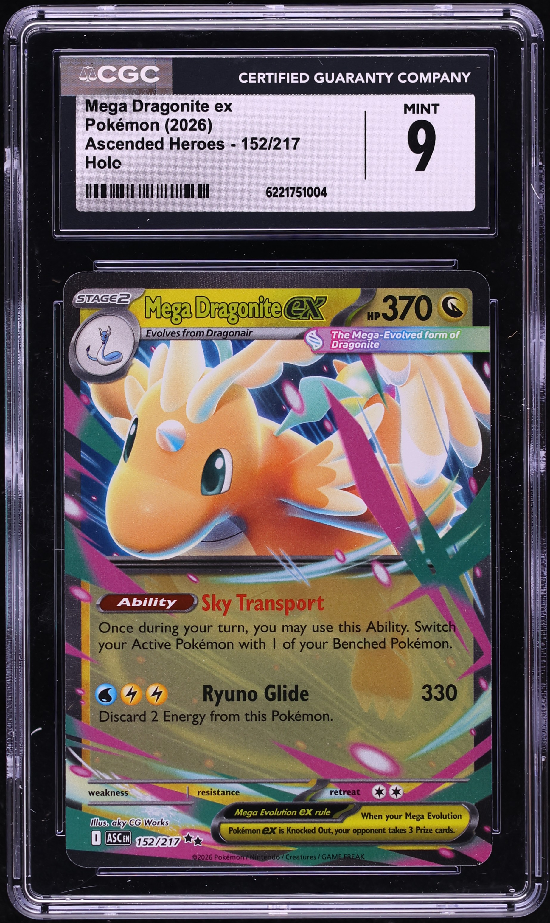 2026 Pokemon Mega Evolution Ascended Heroes Holo Mega Dragonite Ex #152 CGC 9 MINT