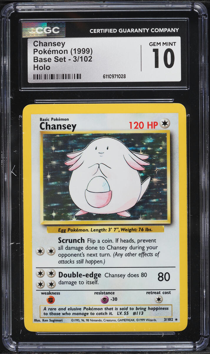 1999 Pokemon Base Set Holo Chansey #3 CGC 10 GEM MINT