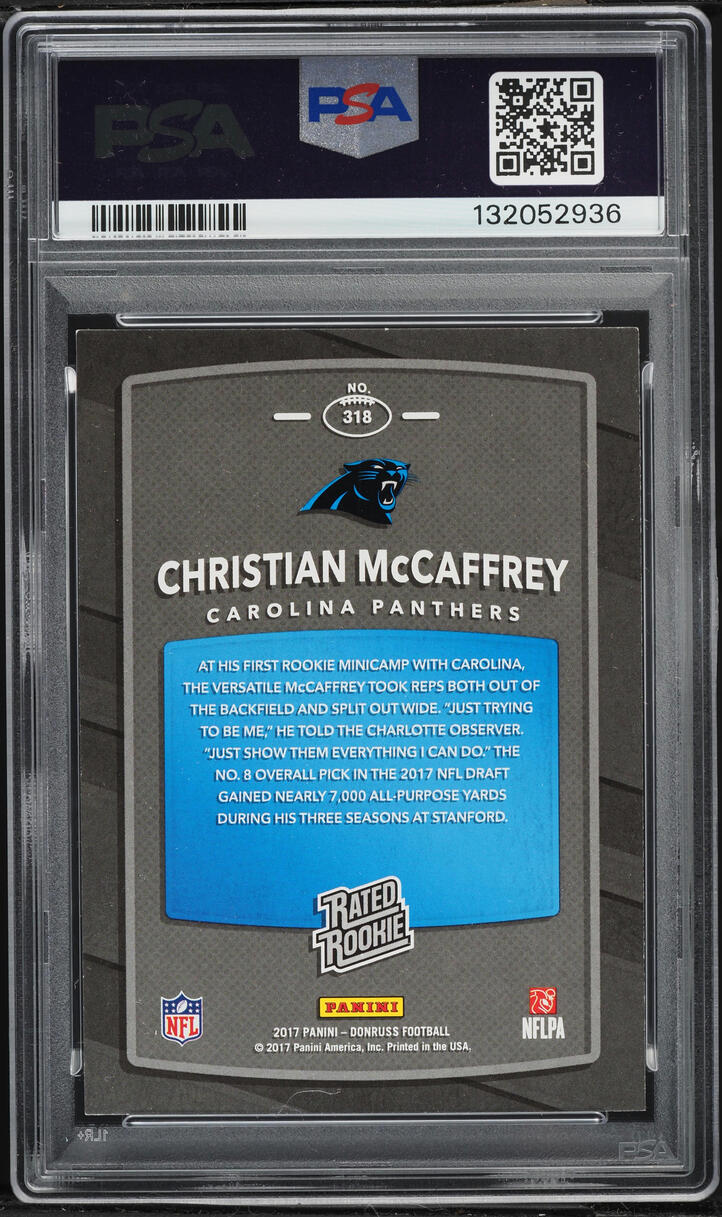 2017 Donruss Football Christian McCaffrey ROOKIE #318 PSA 8 NM-MT