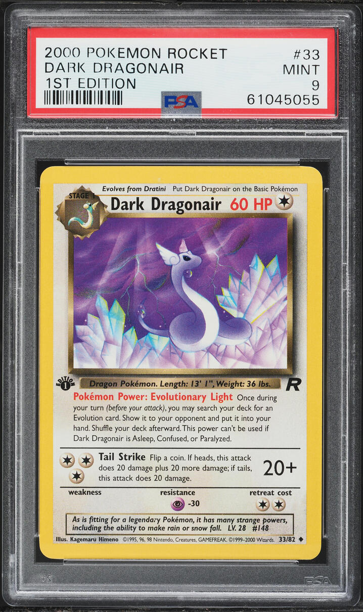 2000 Pokemon Team Rocket 1st Edition Dark Dragonair #33 PSA 9 MINT