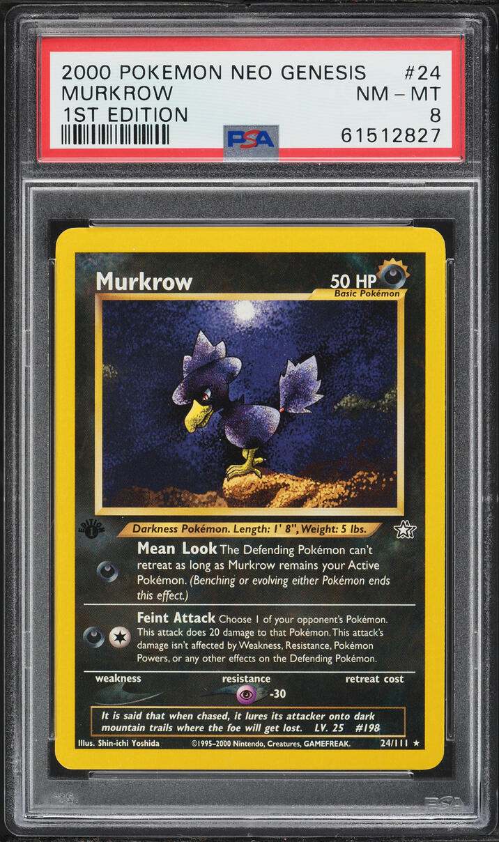 2000 Pokemon Neo Genesis 1st Edition Murkrow #24 PSA 8 NM-MT