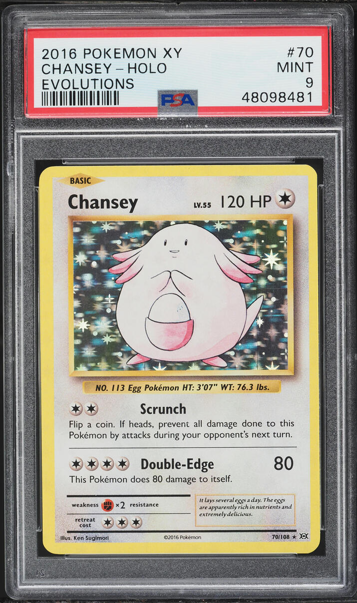 2016 Pokemon XY Evolutions Holo Chansey #70 PSA 9 MINT