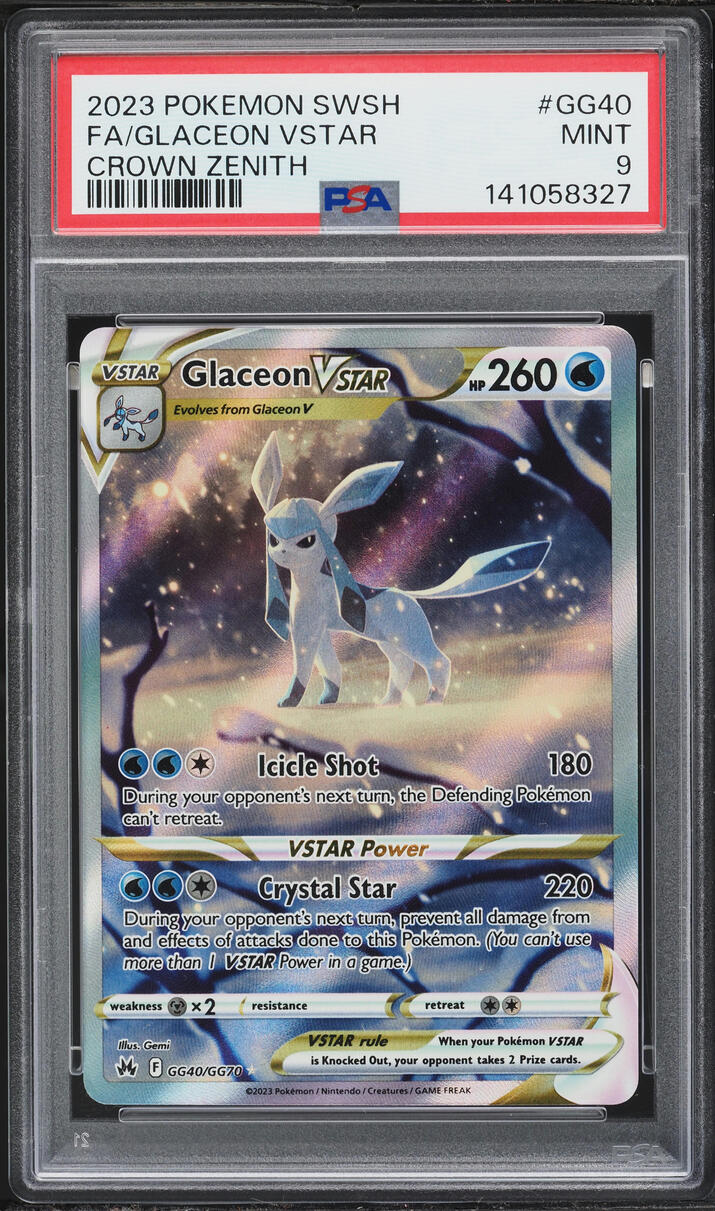 2023 Pokemon Sword & Shield Crown Zenith Alt Art Glaceon VSTAR #GG40 PSA 9 MINT