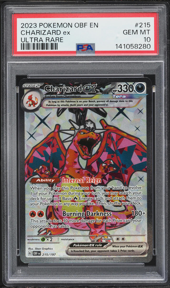 2023 Pokemon Scarlet & Violet Obsidian Flames Full Art Charizard EX #215 PSA 10 GEM MINT