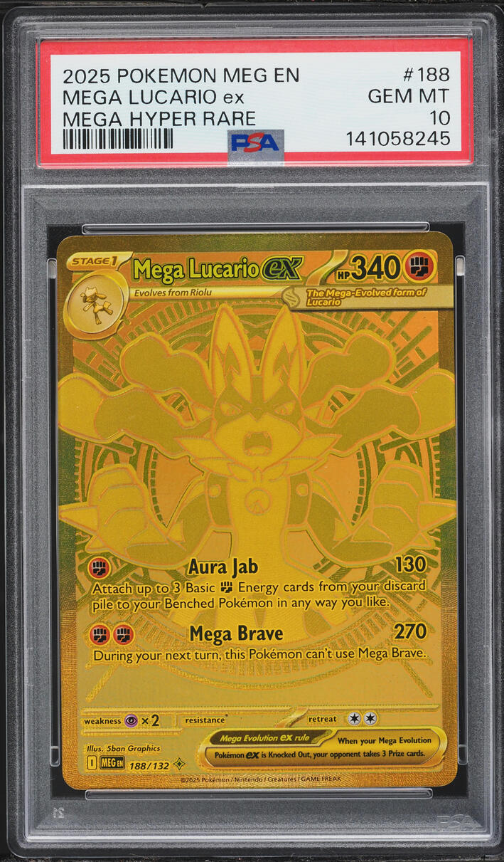 2025 Pokemon Mega Evolution MHR Mega Lucario EX #188 PSA 10 GEM MINT