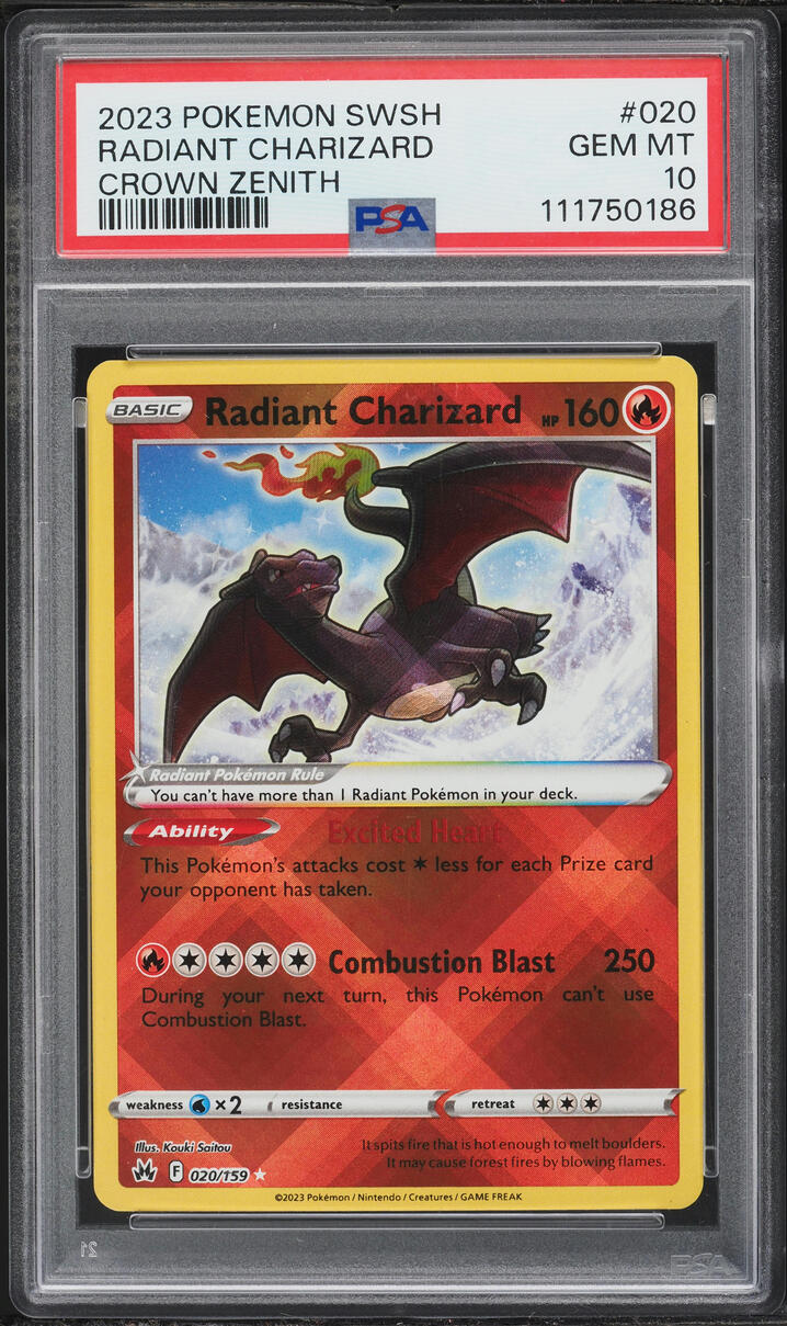 2023 Pokemon Sword & Shield Crown Zenith Holo Radiant Charizard #20 PSA 10 GEM MINT