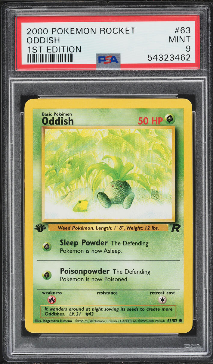 2000 Pokemon Team Rocket 1st Edition Oddish #63 PSA 9 MINT