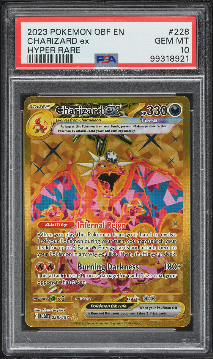 2023 Pokemon SV Obsidian Flames Gold Rare Charizard ex #228 PSA 10 GEM MINT