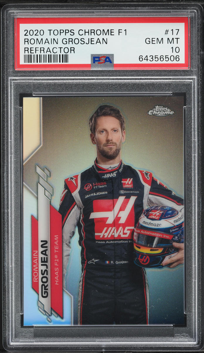 2020 Topps Chrome Formula 1 Refractor Romain Grosjean #17 PSA 10 GEM MINT
