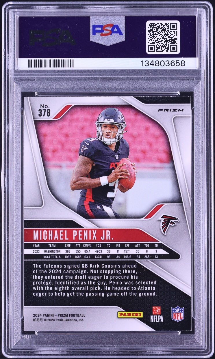 2024 Panini Prizm Silver Michael Penix Jr. ROOKIE #378 PSA 10 GEM MINT