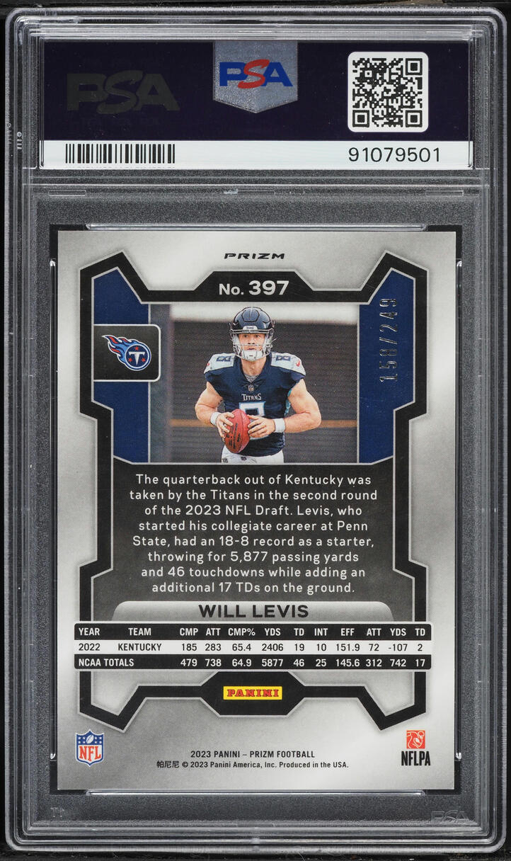 2023 Panini Prizm Orange Will Levis ROOKIE /249 #397 PSA 10 GEM MINT