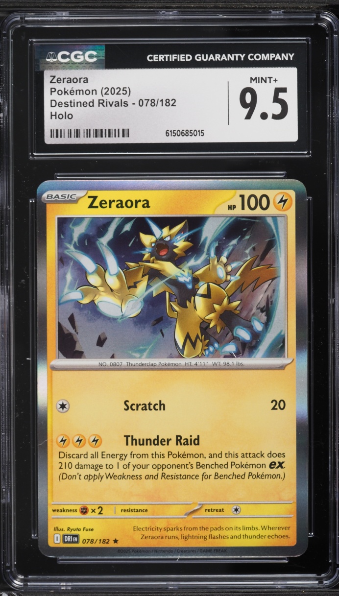2025 Pokemon Scarlet & Violet Destined Rivals Holo Zeraora #078 CGC 9.5 MINT+