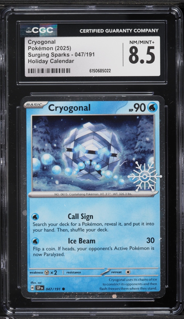 2025 Pokemon Scarlet & Violet Surging Sparks Holiday Calendar Cryogonal #47 CGC 8.5 NM-MT+