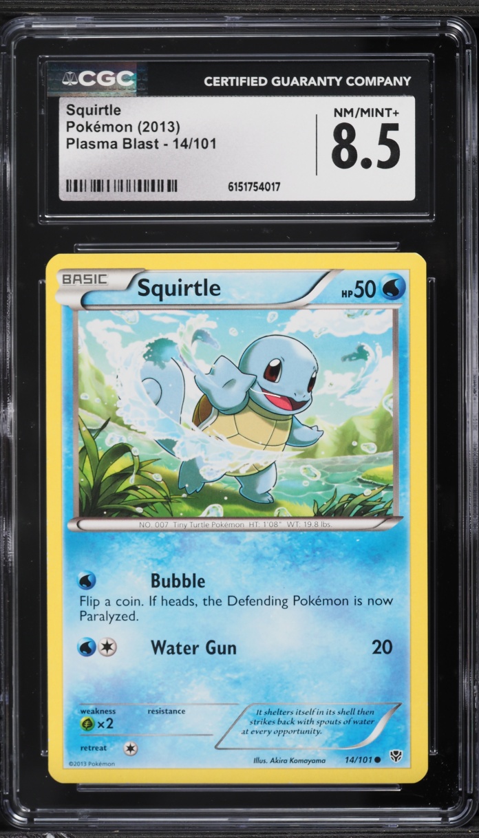 2013 Pokemon Black & White Plasma Blast Squirtle #14 CGC 8.5 NM-MT+