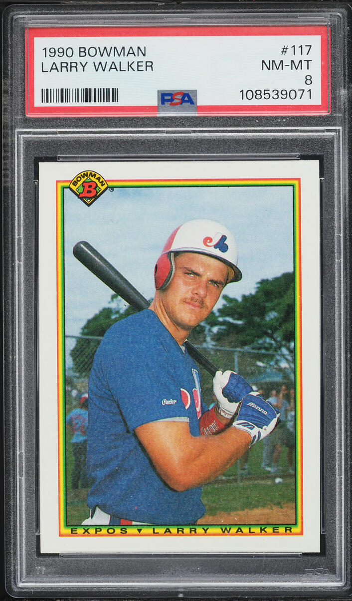 1990 Bowman Larry Walker ROOKIE #117 PSA 8 NM-MT