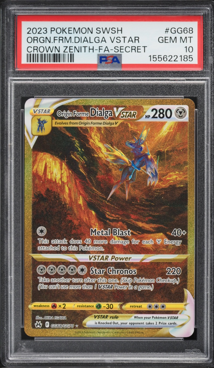 2023 Pokemon Sword & Shield Crown Zenith Gold Rare Origin Forme Dialga VSTAR #GG68 PSA 10 GEM