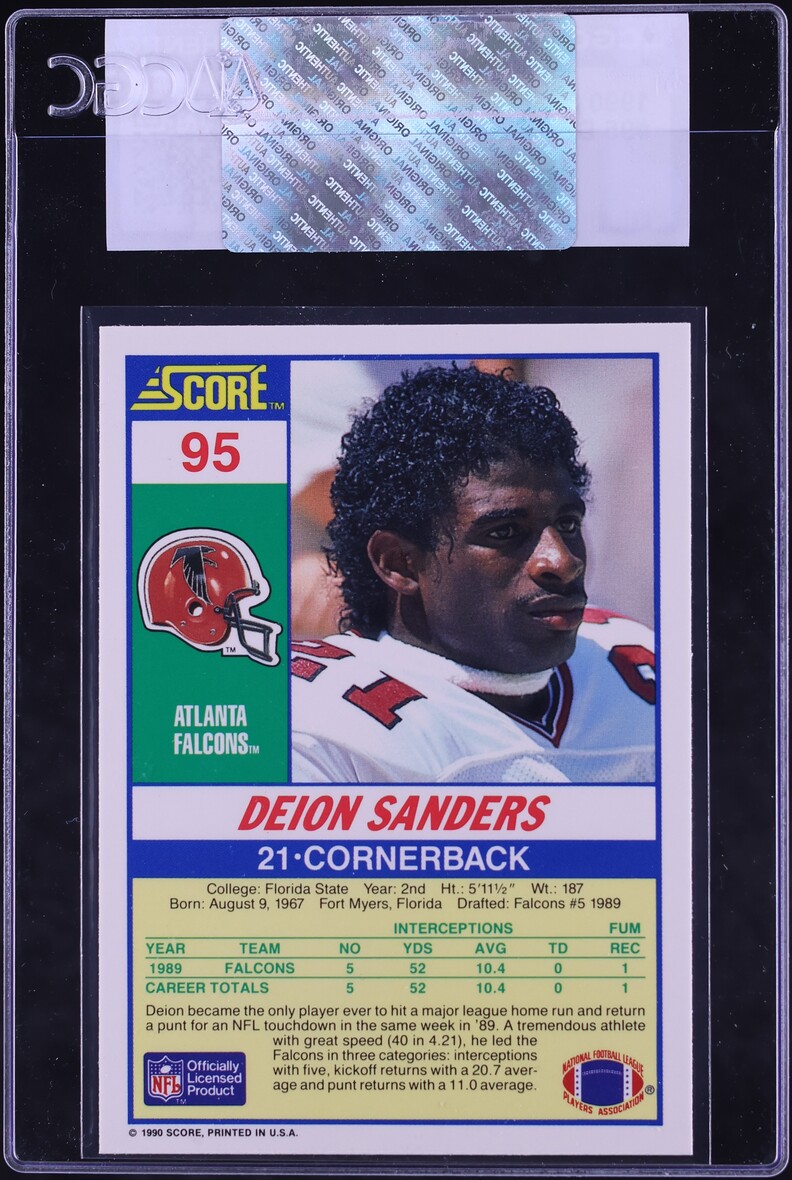 1990 Score Football Deion Sanders #95 CGC AUTH