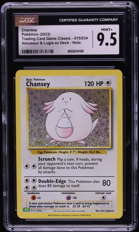 2023 Pokemon TCG Classic Collection Holo Chansey #15 CGC 9.5 MINT+