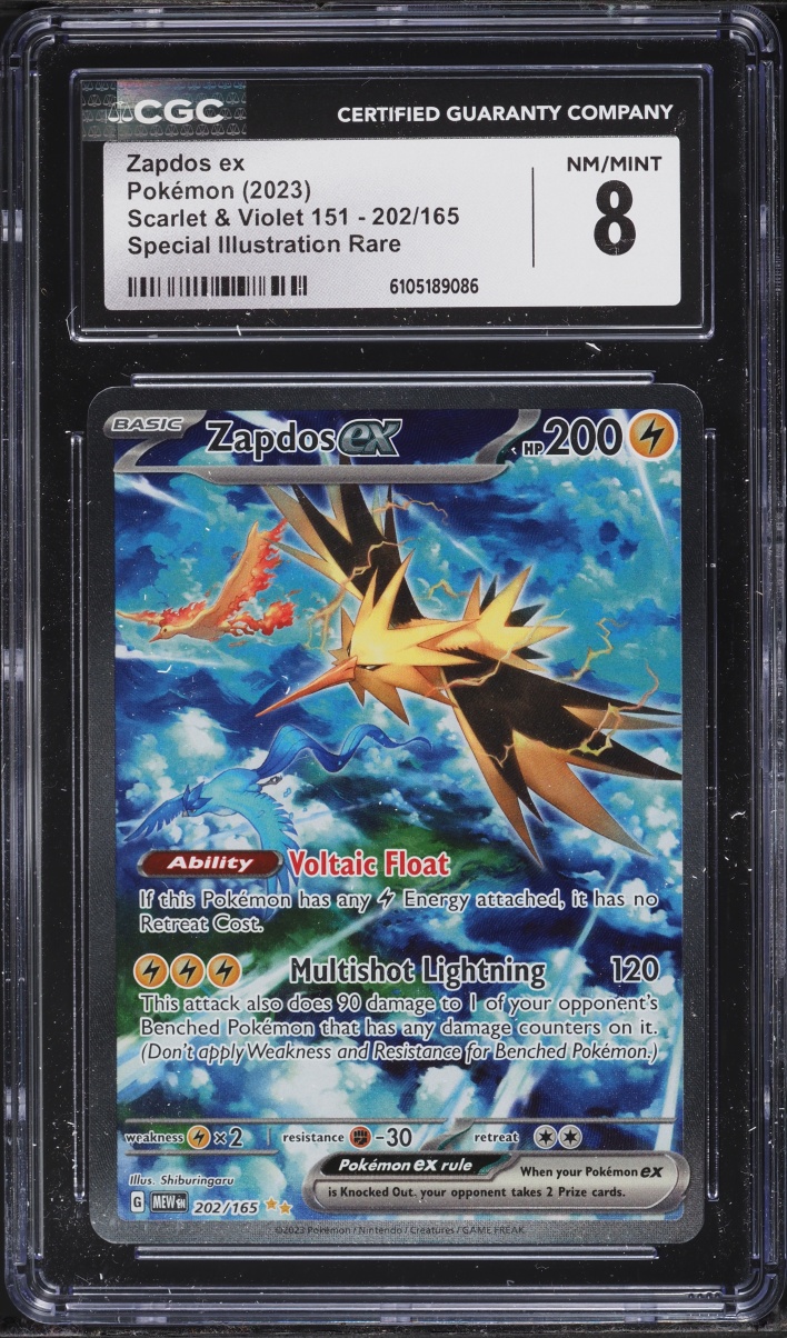 2023 Pokemon Scarlet & Violet 151 SIR Zapdos ex #202 CGC 8 NM-MT