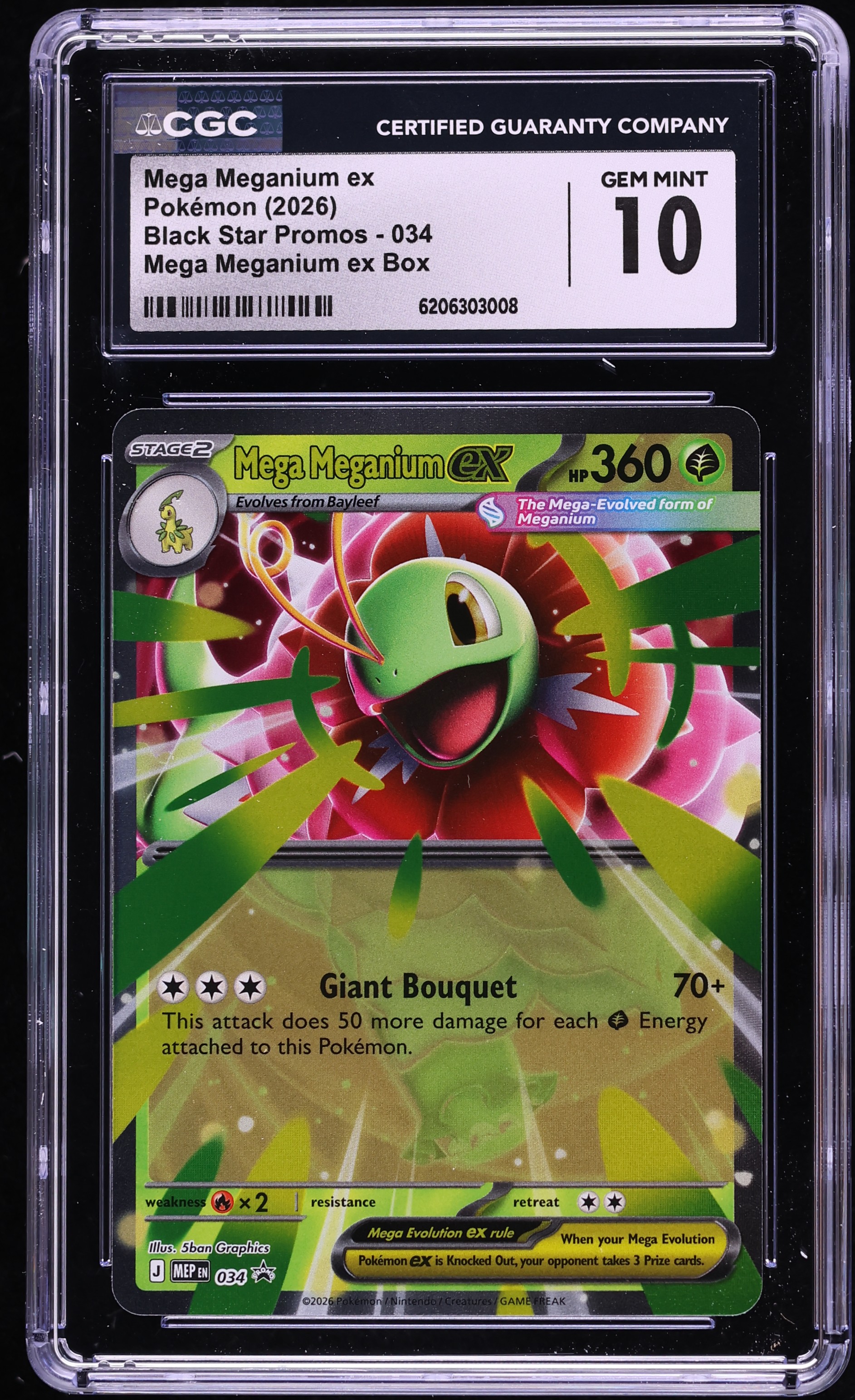 2026 Pokemon Mega Evolution Promo Box Mega Meganium ex #34 CGC 10 GEM MINT