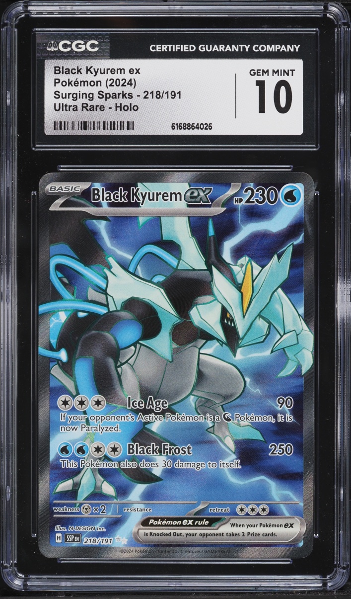 2024 Pokemon Scarlet & Violet Surging Sparks Full Art Black Kyurem Ex #218 CGC 10 GEM MINT