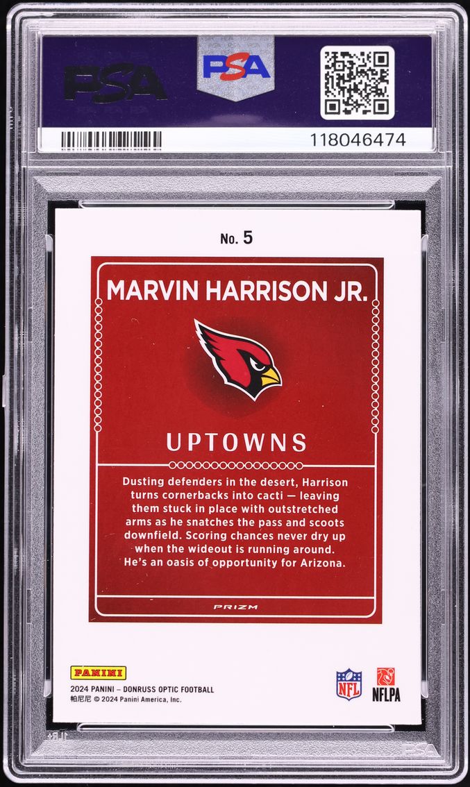 2024 Donruss Optic Uptowns Prizm Marvin Harrison Jr. ROOKIE #5 PSA 9 MINT