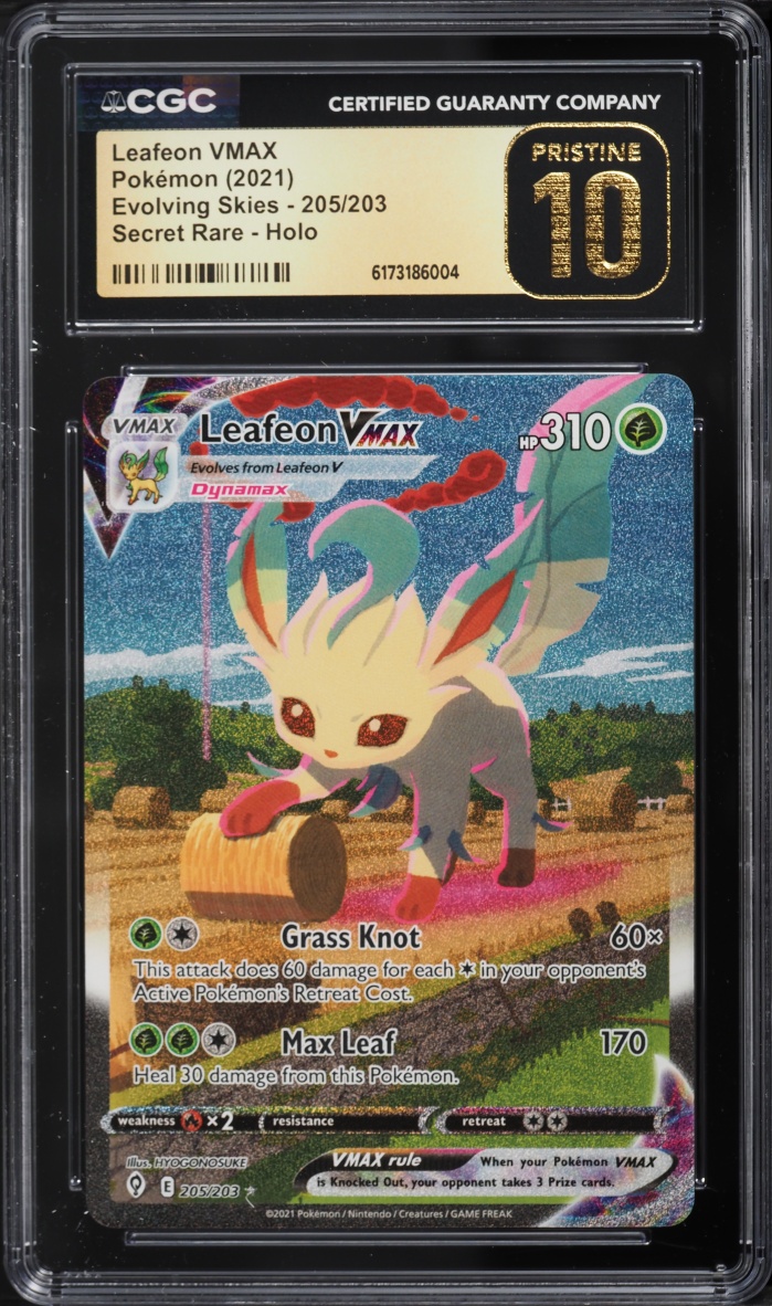 2021 Pokemon Sword & Shield Evolving Skies Alt Art Leafeon VMAX #205 CGC 10 PRISTINE
