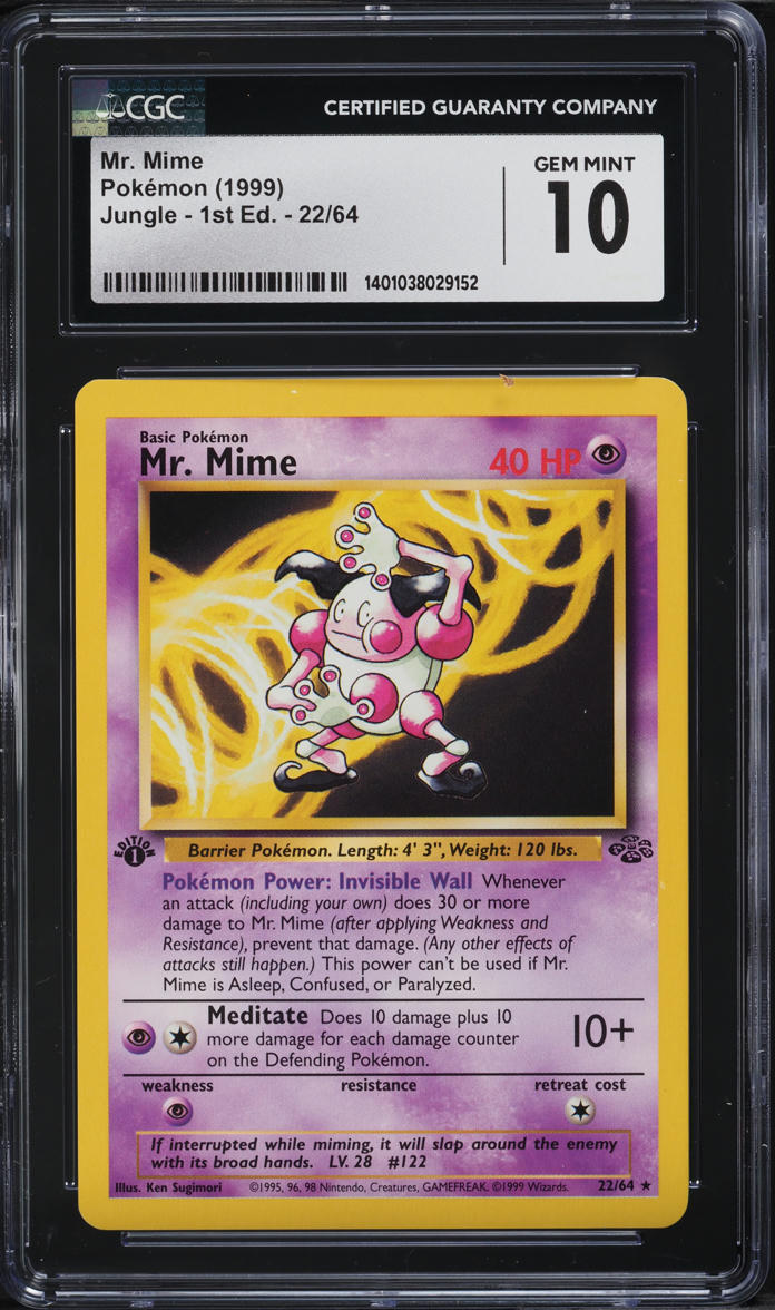 1999 Pokemon Jungle 1st Edition Mr. Mime #22 CGC 10 GEM MINT