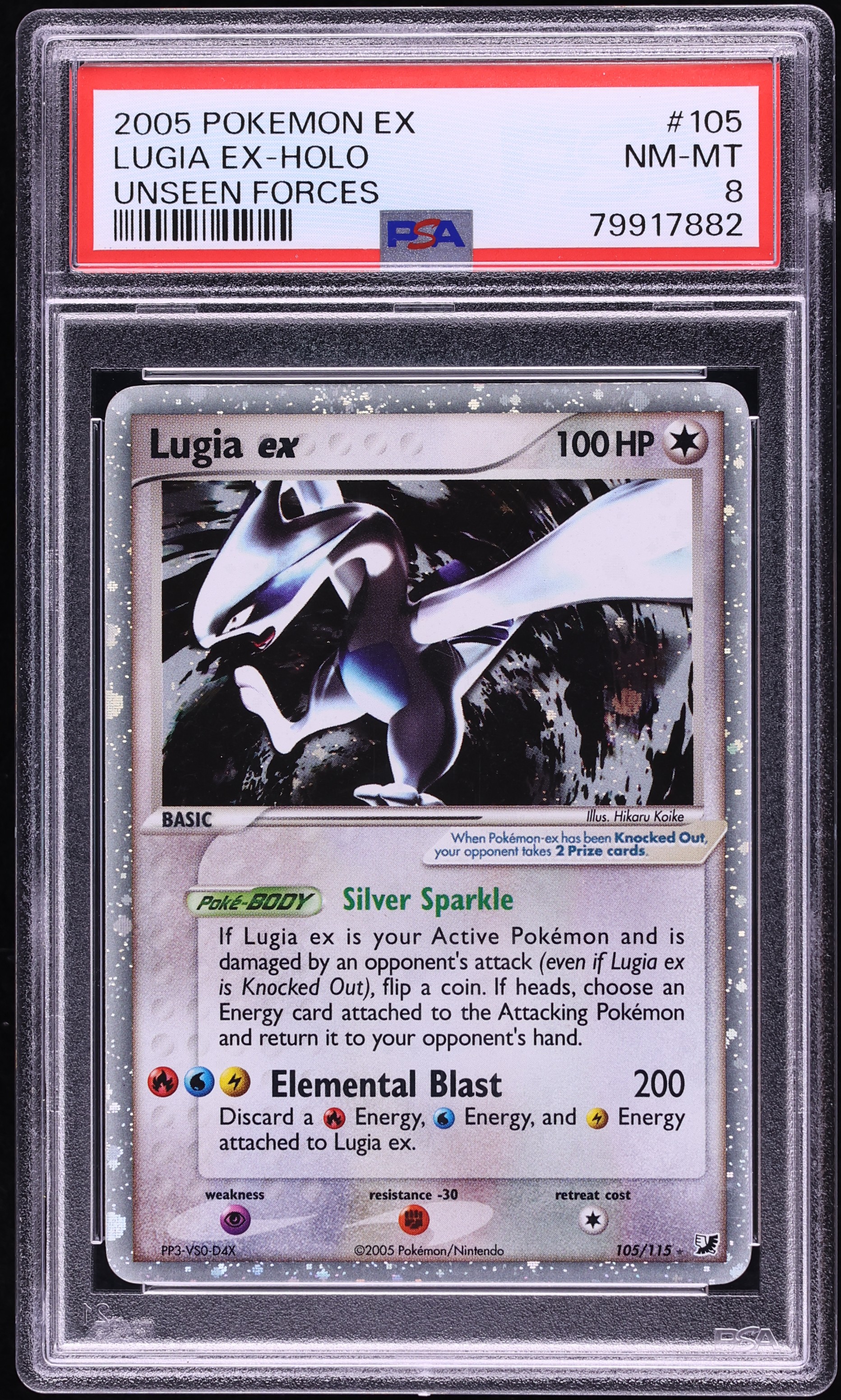 2005 Pokemon EX Unseen Forces Holo Lugia Ex #105 PSA 8 NM-MT