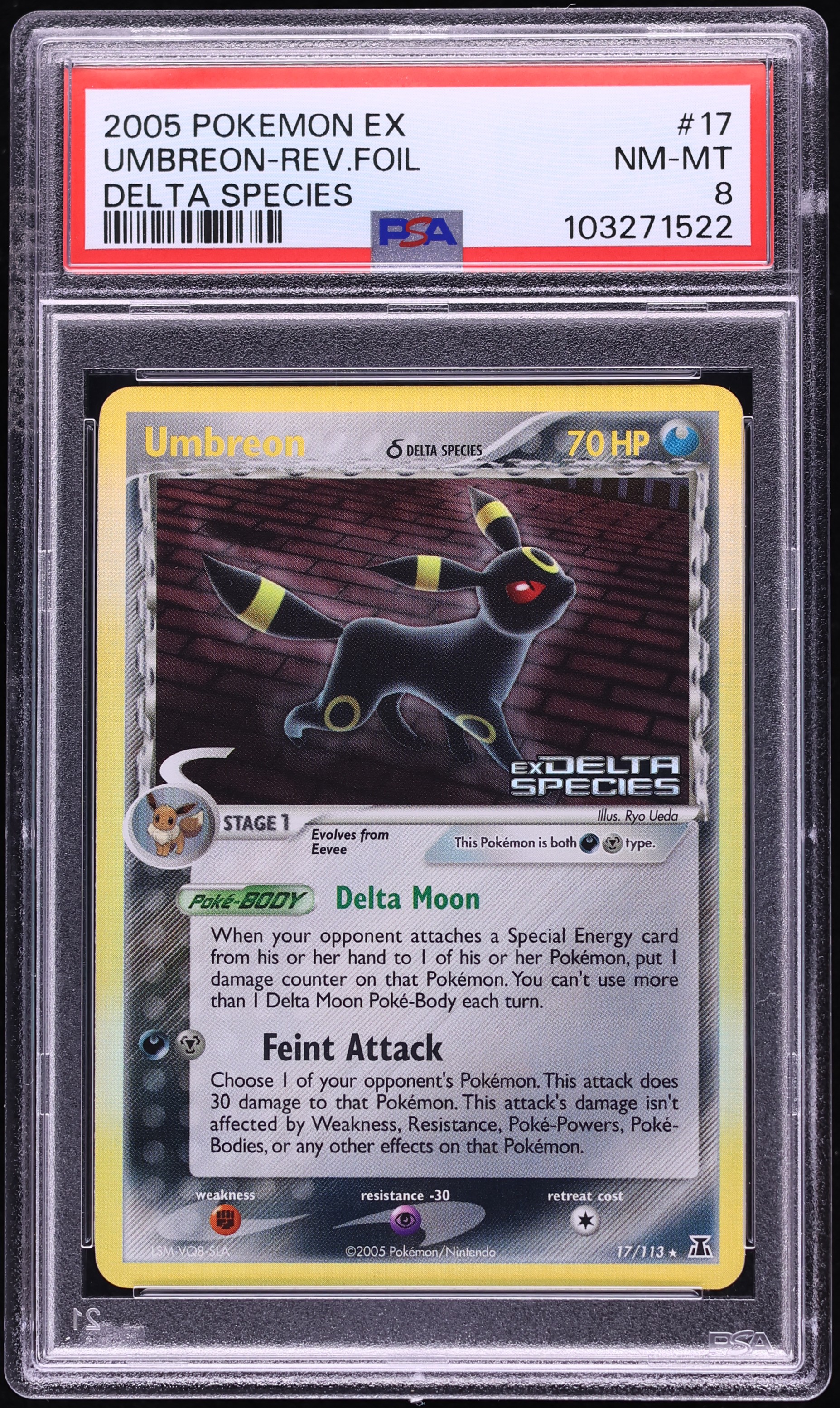 2005 Pokemon EX Delta Species Reverse Holo Umbreon #17 PSA 8 NM-MT
