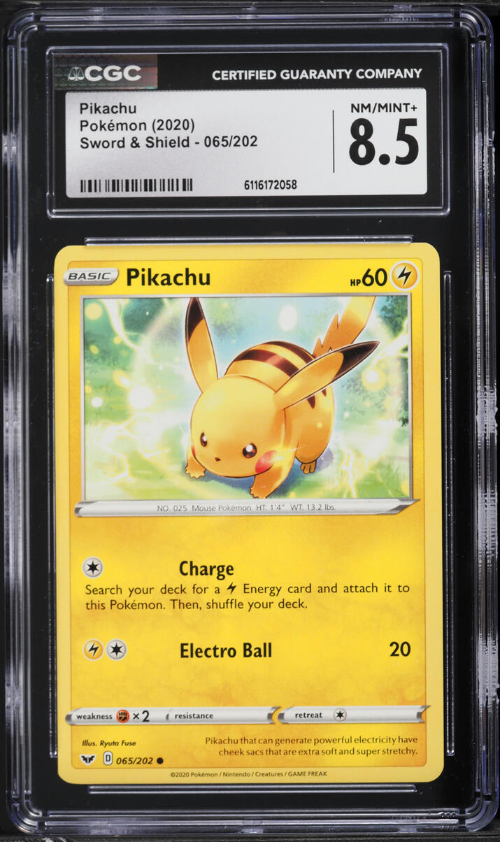 2020 Pokemon Sword & Shield Pikachu #65 CGC 8.5 NM-MT+