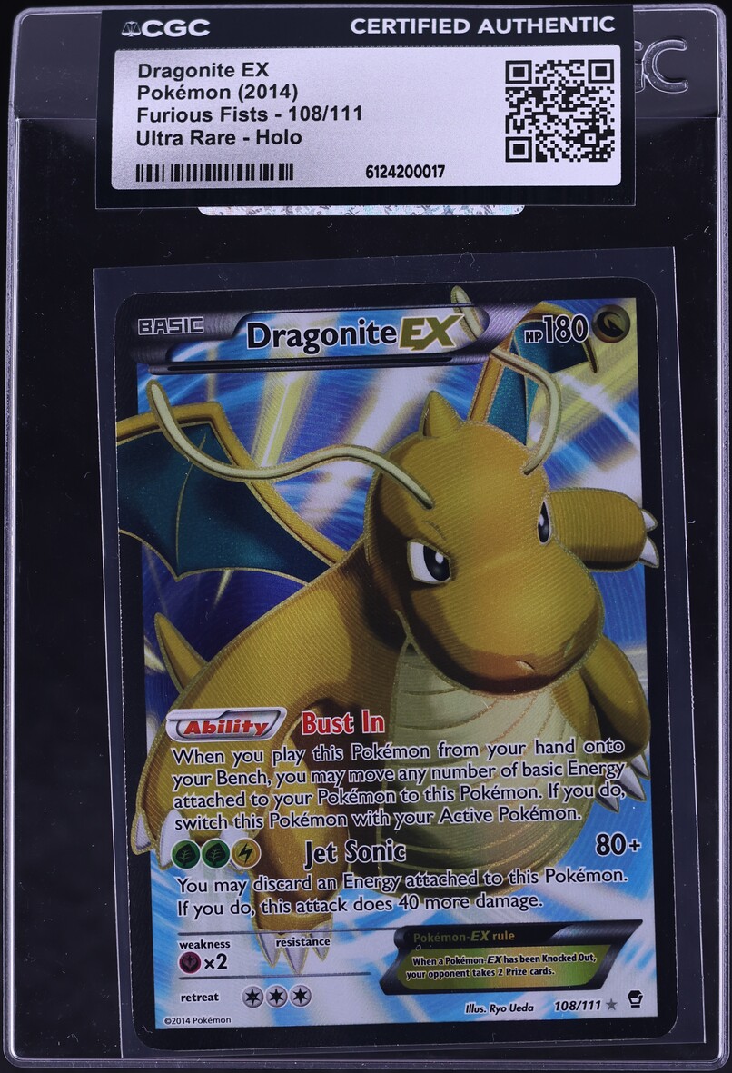2014 Pokemon XY Furious Fists Full Art Dragonite EX #108 CGC AUTH