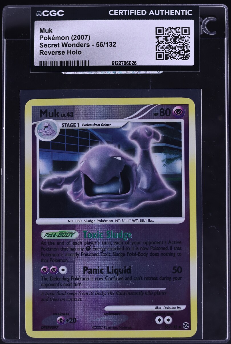2007 Pokemon Diamond & Pearl Secret Wonders Reverse Holo Muk #56 CGC AUTH