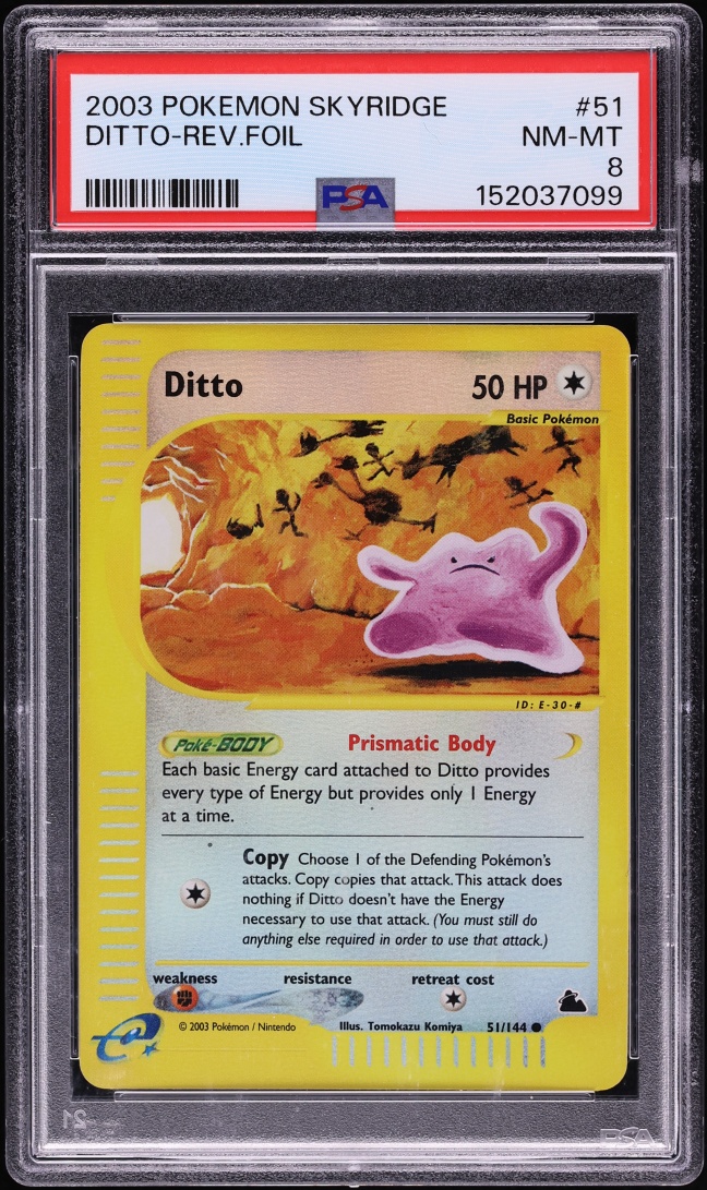 2003 Pokemon Skyridge Reverse Holo Ditto #51 PSA 8 NM-MT