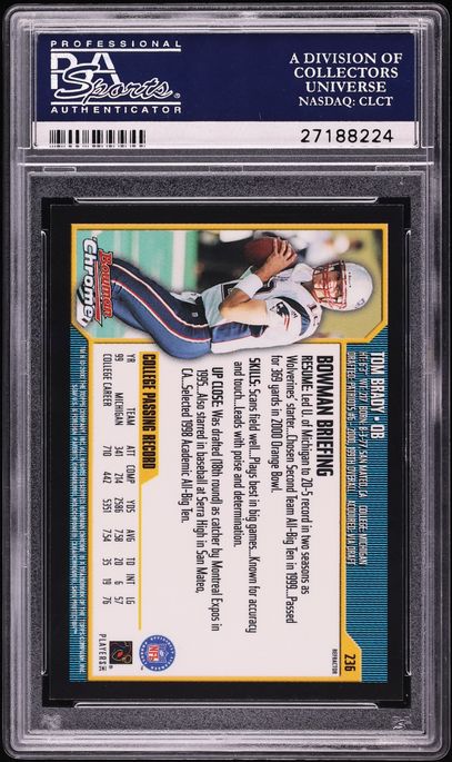 2000 Bowman Chrome Refractor Tom Brady ROOKIE #236 PSA 9 MINT
