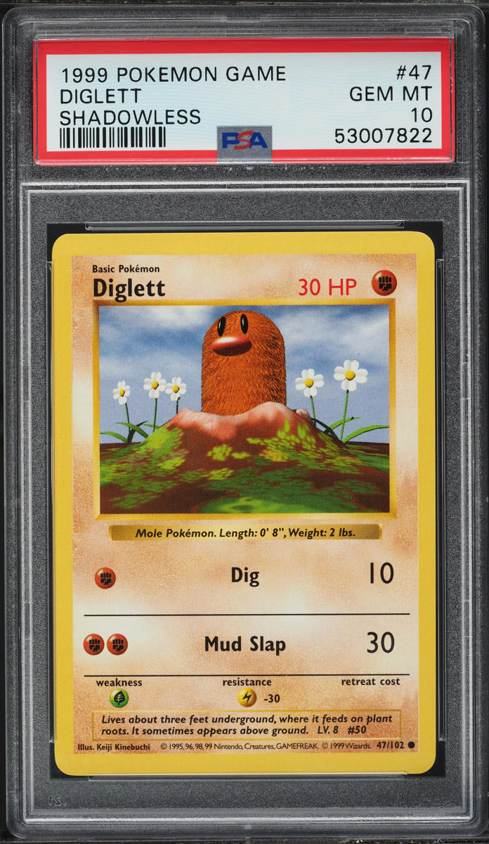 1999 Pokemon Base Set Shadowless Diglett #47 PSA 10 GEM MINT